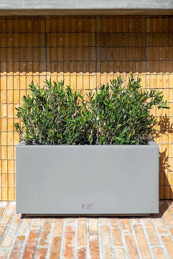 Veradek Block Series Long Box Planter - Large Rectangular Planter for Indoor or Outdoor Patio/Porch | Durable All-Weather Use with Drainage Holes | Modern Décor for Tall Plants, Flowers or Shrubs VeradekOutdoor