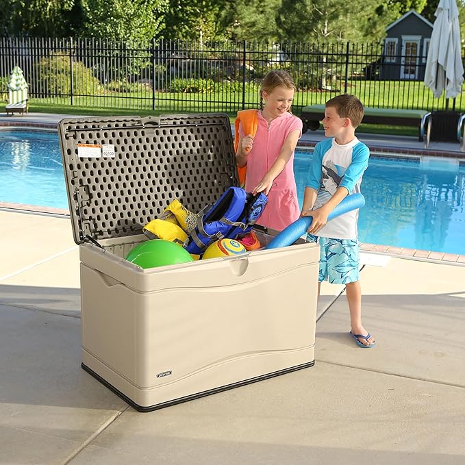 LIFETIME 60103 Deck Storage Box, 80 Gallon, Desert Sand/Brown Lifetime