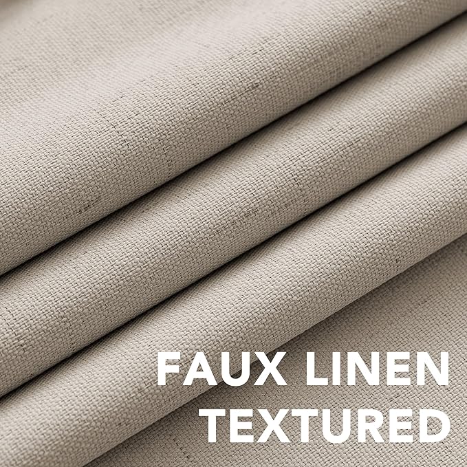 H.VERSAILTEX 100% Blackout Curtains for Bedroom Thermal Insulated Linen Textured Curtains Heat and Full Light Blocking Drapes Living Room Curtains 2 Panel Sets, Cobblestone, 42x63 Inch HVERSAILTEX