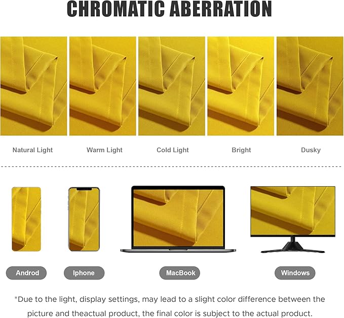 BONZER Waterproof Indoor/Outdoor Curtains for Patio Thick Privacy Grommet Curtains for Bedroom, Living Room, Porch, Pergola, Cabana, 1 Panel, 54W x 84L inch, Yellow Bonzer