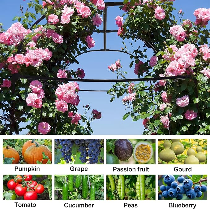 Garden Arch Trellis for Climbing Plants Outdoor 7.2 ft Height Large Tunnel Trellis Support for Vegetables Plant Cucumber Trellis for Garden Raised Bed, Black AlisisFores