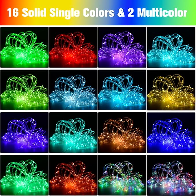 164Ft Rope Lights Outdoor, 500 LEDs 18 Colors Changing String Lights Plug in with Remote, IP68 Waterproof Twinkle Fairy Light Rope Lighting Indoor for Bedroom Patio Christmas Halloween Decor Nazuwke