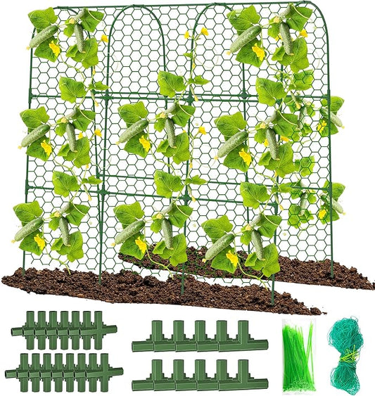 Cucumber Trellis, 47" X 50" Arch Garden Trellis for Climbing Plants Outdoor, Foldable Trellis Cucumber for Raised Bed Vegetable/Tomato/Flowers/Pea DSTANA