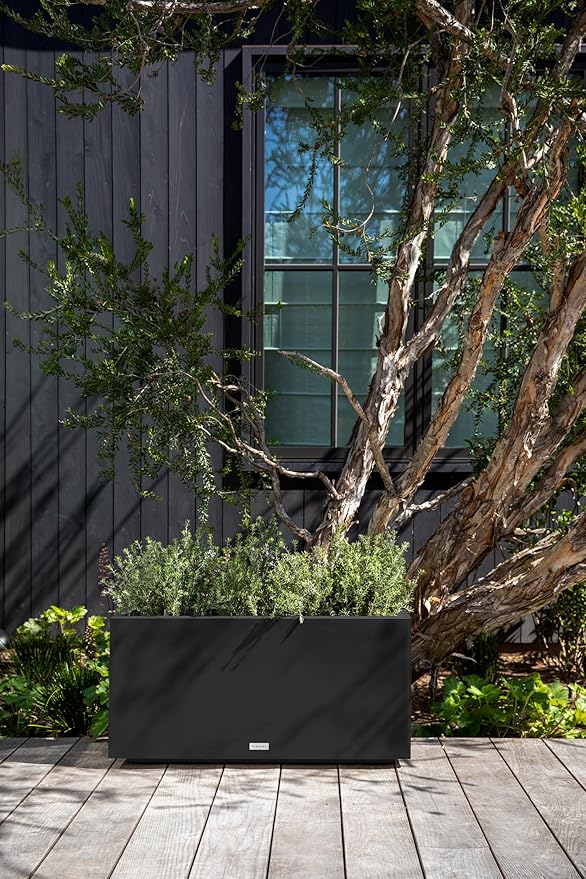 Veradek Block Series Long Box Planter - Large Rectangular Planter for Indoor or Outdoor Patio/Porch | Durable All-Weather Use with Drainage Holes | Modern Décor for Tall Plants, Flowers or Shrubs VeradekOutdoor