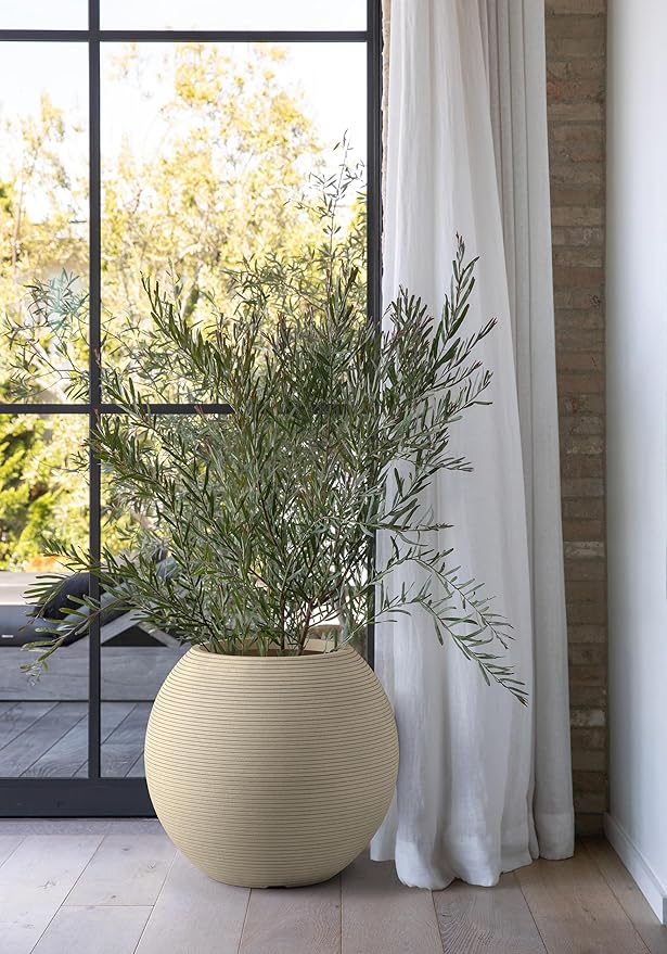 Veradek Strata Series Sphere Round Planter for Patio & Backyard | Durable Plastic-Stone Material | Modern Décor for Tall Trees and Plants VeradekOutdoor