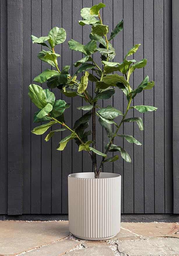 Veradek Demi Series Round Planter for Porch, Patio, Backyard | Durable Plastic-Concrete Material | Modern Décor for Tall Plants, Flowers VeradekOutdoor