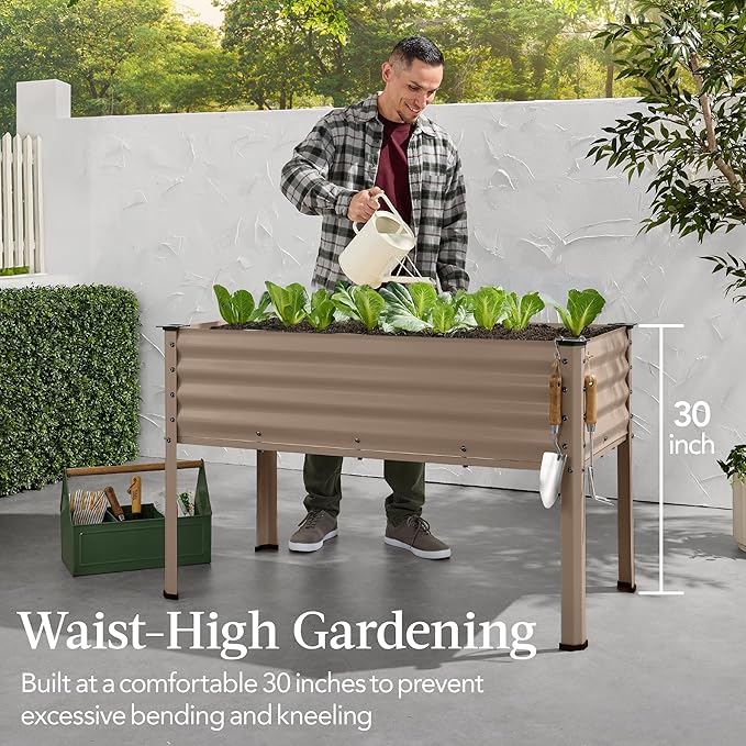 Best Choice Products 48x24x30in Galvanized Raised Garden Bed, Metal Elevated Planter Box, Vegetable Garden for Backyard, Patio, Balcony - Dark Green BestChoiceProducts