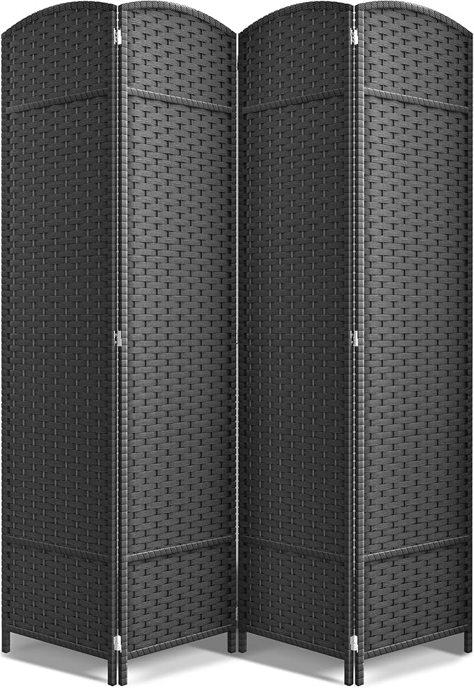 Sorbus 4 Panel Room Divider 6 ft. Tall - Privacy Screen, Extra Wide Double Hinged Panels, Mesh Hand-Woven Design, Partition Room Dividers and Folding Privacy Screens, Wall Divider for Room Separation Sorbus