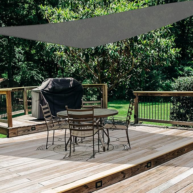AsterOutdoor Sun Shade Sail Triangle 10' x 10' x 10' UV Block Canopy for Patio Backyard Lawn Garden Outdoor Activities, Graphite AsterOutdoor