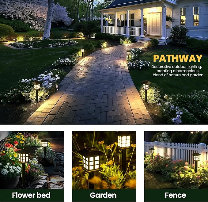 GIGALUMI Solar Outdoor Lights，8 Pack LED Solar Lights Outdoor Waterproof, Solar Walkway Lights Maintain 10 Hours of Lighting for Your Garden, Landscape, Path, Yard, Patio, Driveway GIGALUMI