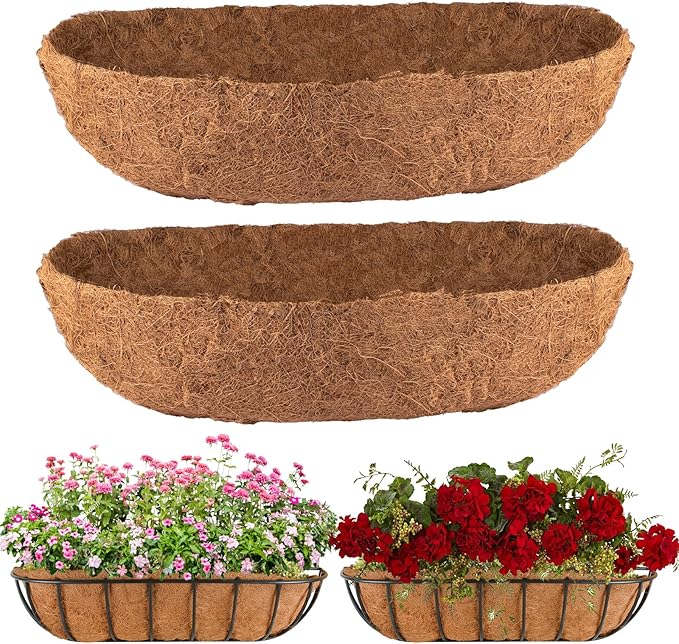2Pcs Trough Coco Liner 36" Coco Coir Liners for Planters, Liners for Window Boxes Liners, Wall Basket Planters, Railing Hanging Baskets, Garden Planter Baskets HAOVZRI