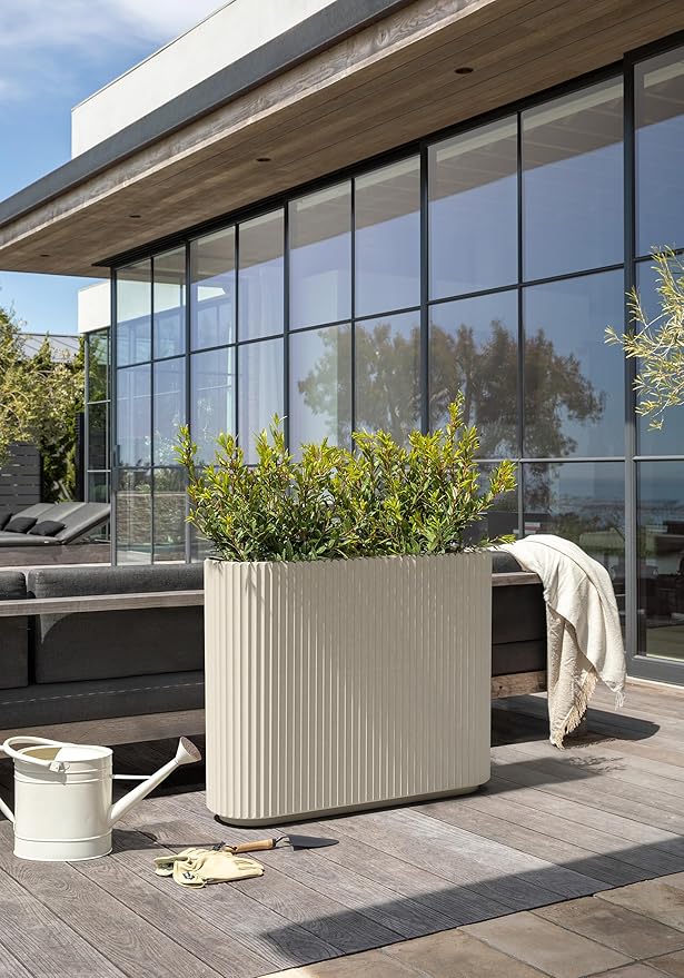 Veradek Demi Series Span Planter for Front Porch, Patio, Backyard | Durable Plastic-Stone Composite Material | Modern Décor for Shrubs, Flowers VeradekOutdoor