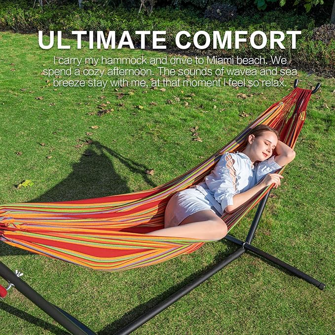 PNAEUT Hammocks and Stand Double (Red) PNAEUT