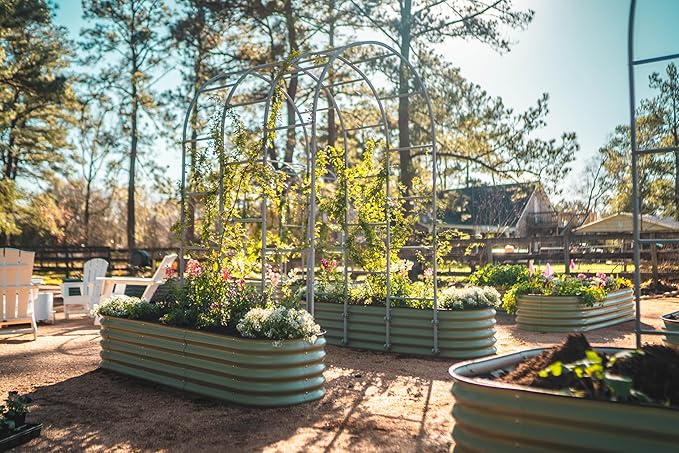 Vego garden Raised Garden Bed Kits, 17" Tall 9 in 1 8ft X 2ft Metal Raised Planter Bed for Vegetables Flowers Ground Planter Box-Olive Green VegoGarden