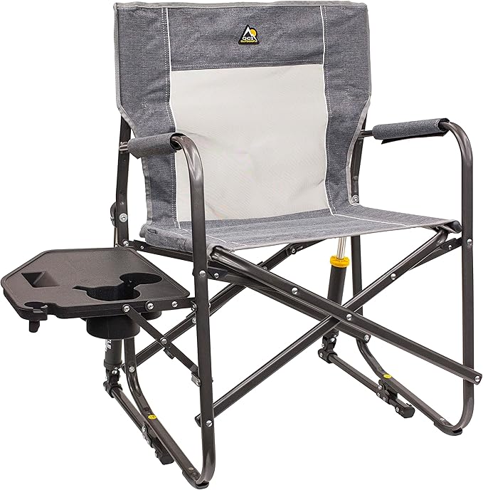 GCI Outdoor Freestyle Rocker Portable Folding Rocking Chair, Outdoor Camping Chair with Side Table GCIOUTDOOR