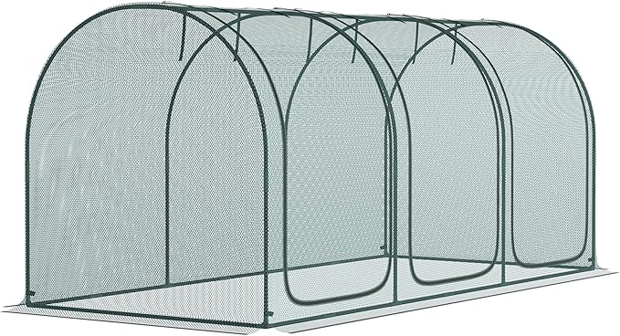 Outsunny 9' x 4' Crop Cage, Plant Protection Tent with Three Zippered Doors, Storage Bag and 4 Ground Stakes, for Garden, Yard, Lawn, Green Outsunny