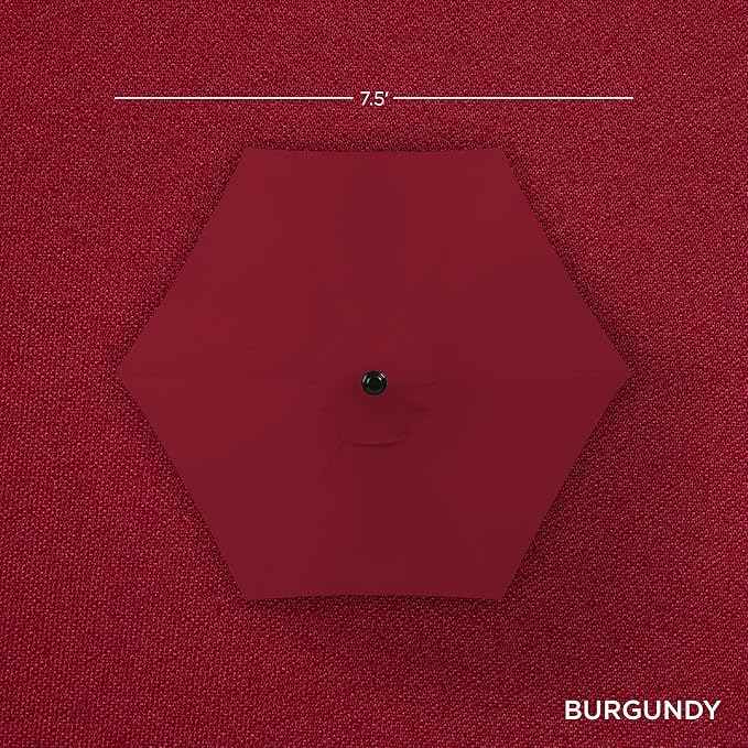 Best Choice Products 7.5ft Heavy-Duty Round Outdoor Market Table Patio Umbrella w/Steel Pole, Push Button Tilt, Easy Crank Lift - Burgundy BestChoiceProducts