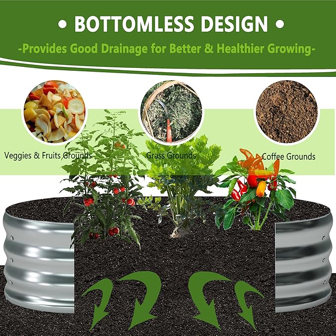 8x4x1ft(2 Pack) Galvanized Oval Raised Garden Bed,Outdoor Planter Box Metal Patio Kit Planting Bed for Vegetables Flowers Herb,Silver Foxlang