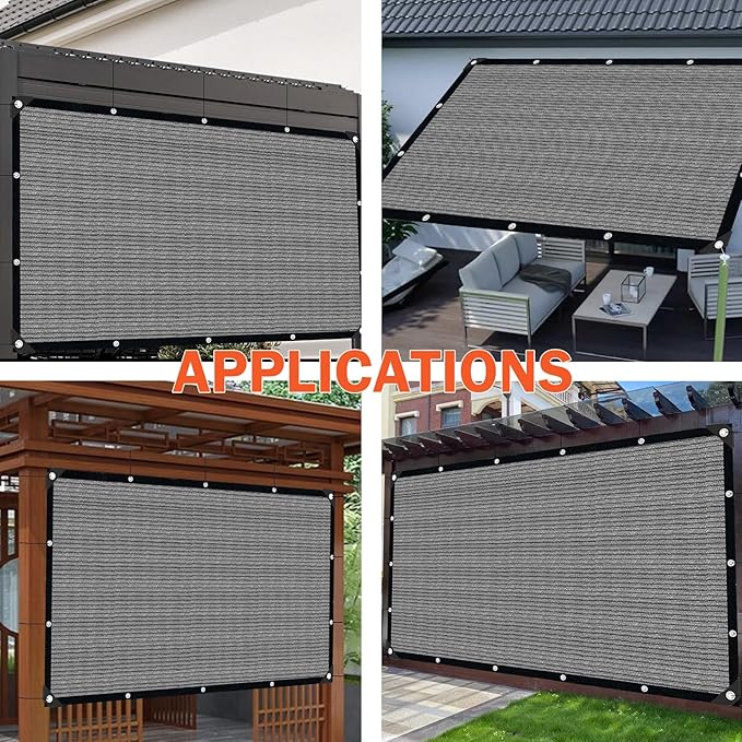 Grey Sun Shade Cloth,Pergola Shade Cover with Reinforced Grommets,90% Shade Fabric Fence Privacy Screen Balcony,Pergola Shade Cover Canopy Garden Carport Porch Deck Patio Shade Cover,6x12FT IMSGVIFO