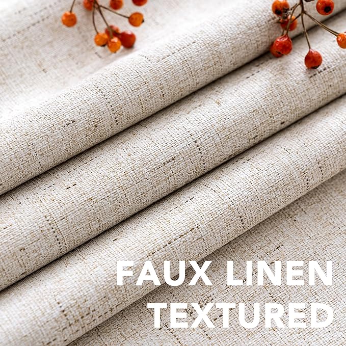 H.VERSAILTEX Primitive Linen Curtains 100% Blackout Curtain Drapes Burlap Curtains with White Thermal Insulated Liner, Grommet Top Drapes Living Room/Bedroom (2 Panels, 42 x 54 Inch, Natural) HVERSAILTEX