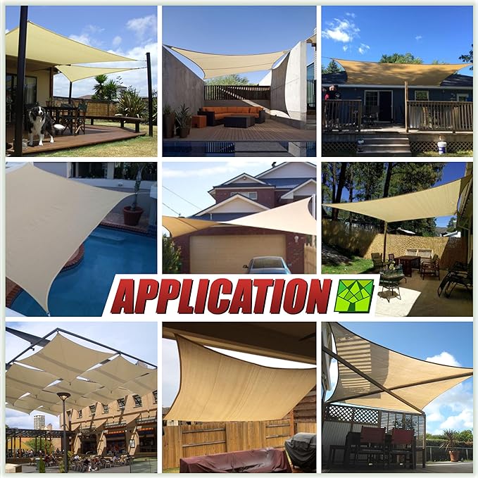 ColourTree TAPR1616 Custom Size 13' x 22' Green Sun Shade Sail Canopy UV Block UPF50 Rectangle - Commercial Standard Heavy Duty - 190 GSM - 3 Years Warranty ColourTree