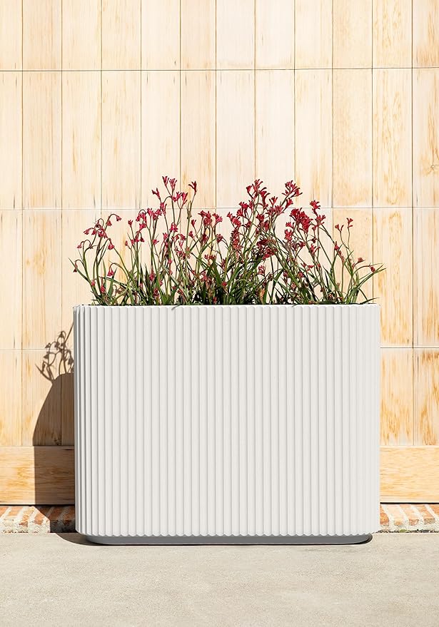 Veradek Demi Series Span Planter for Front Porch, Patio, Backyard | Durable Plastic-Stone Composite Material | Modern Décor for Shrubs, Flowers VeradekOutdoor