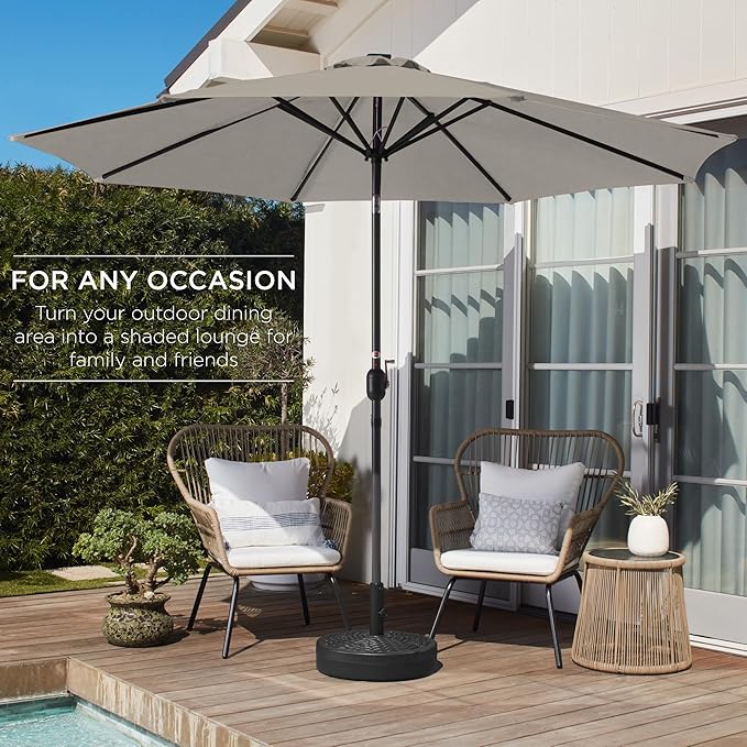 Best Choice Products 10ft Outdoor Table Compatible Steel Polyester Market Patio Umbrella w/Crank and Easy Push Button Tilt BestChoiceProducts