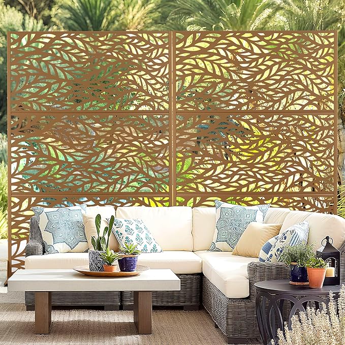 Outdoor Privacy Screen,72" H×47" W Metal Privacy Screen, Freestanding Privacy Fence Panels for Patio FENCY