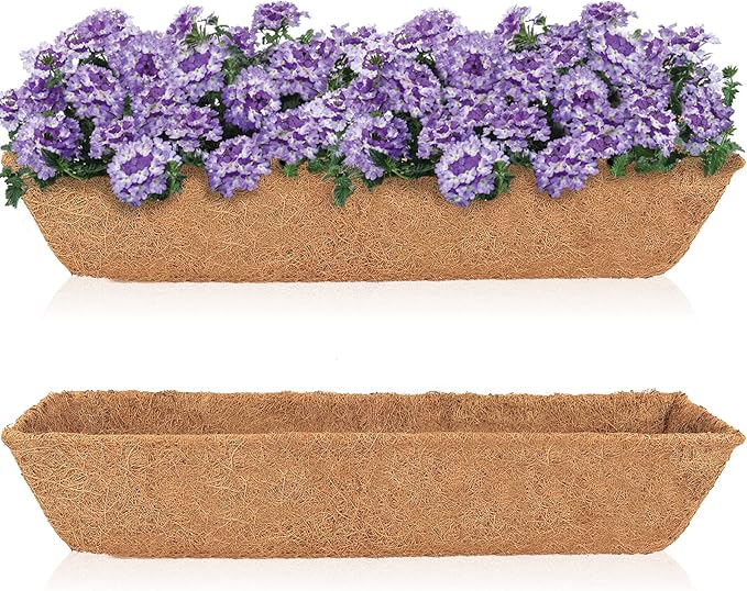HFHOME 2Pcs 24" Trough Coco Fiber Replacement Liner, Natural 24 in Window Deck Coco Replacement Liner for Window Box HFHOME