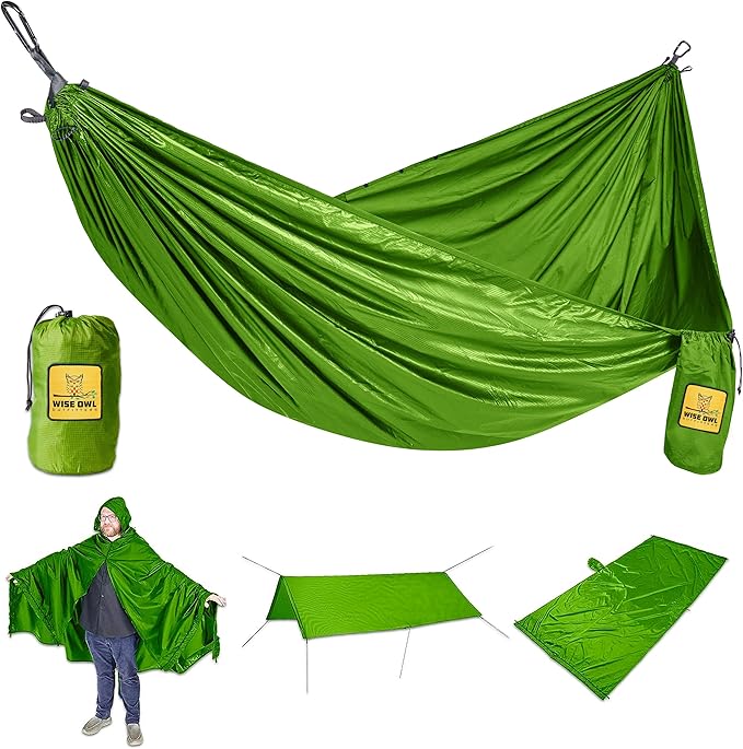 Wise Owl Outfitters Camping Hammock – 500lbs Portable Hammock with Tree Straps - Travel, Backpacking, Hiking, Outdoors Camping Gear - Single or Double WiseOwlOutfitters