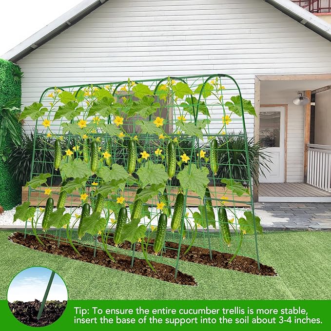 Cucumber Trellis for Raised Bed, U-Shape Garden Trellis for Climbing Plants Outdoor, Metal Arch Vegetables Trellis, Plant Support for Grape Vine Beans Squash Peas Flower ZPMOCKAQ