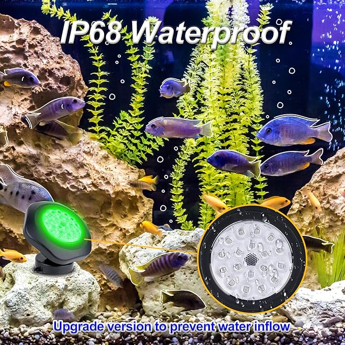 Solar Pond Lights, 18 LED Super Bright RGB LED Underwater Spotlights Color Changing Submersible Pond Light IP68 Waterproof Fountain Lights for Fish Aquarium Tank Garden Yard Pool (2-in-1) CREPOW