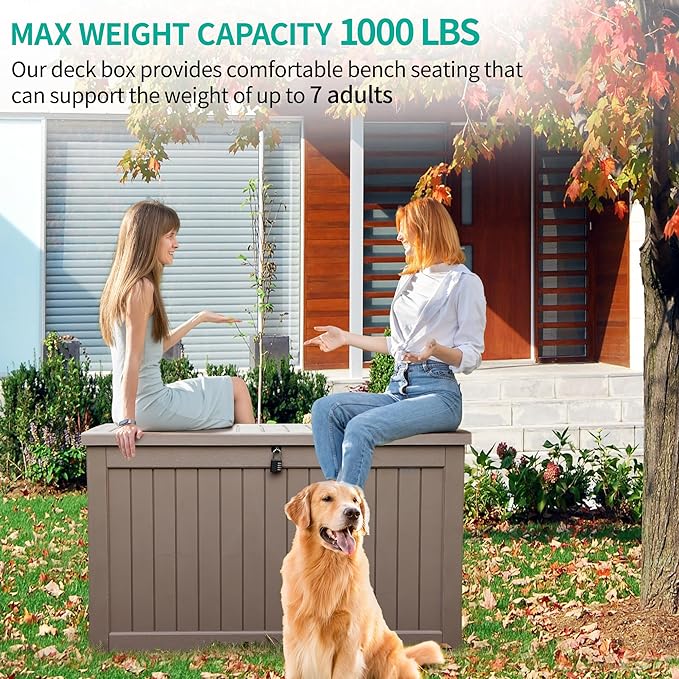 YITAHOME 230 Gallon Outdoor Storage Deck Box, Weather-Resistant Resin, Versatile for Patio Furnishings, Outdoor Cushions, Garden Tools, and Sports/Pool Gear, Taupe YITAHOME