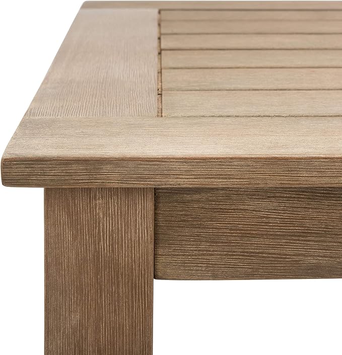 SAFAVIEH Couture Outdoor Patio Furniture Collection – Santa Cruz Coffee Table, Natural Eucalyptus Wood Slatted Top, Modern Outdoor Accent Table (CPT1016A) SAFAVIEH