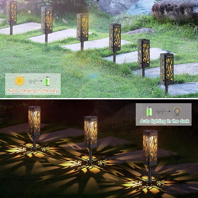 TomCare Solar Lights Outdoor Upgraded Bright Solar Pathway Lights Bigger Size Decorative Solar Waterproof Solar Powered Led Landscape Garden Lighting for Path Yard Walkway, 8 Pack TomCare