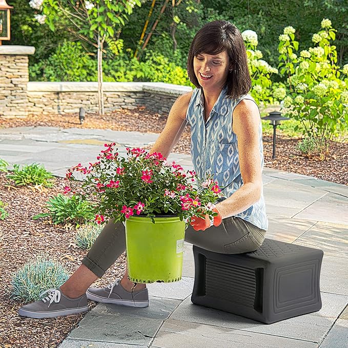 Simplay3 Handy Home 3-Level Heavy Duty Work/Garden Seat - 12" x 15" x 9" - Gray, Made in USA Simplay3