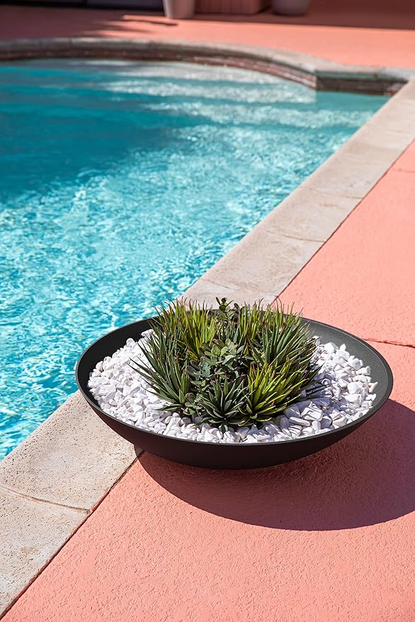 Veradek Mason Series Lane Bowl Planter| for Indoor or Outdoor Tabletops/Gardens |Made from Plastic-Stone Composite with Drainage Holes|Modern Décor for Flowers, Succulents, Small Plants VeradekOutdoor