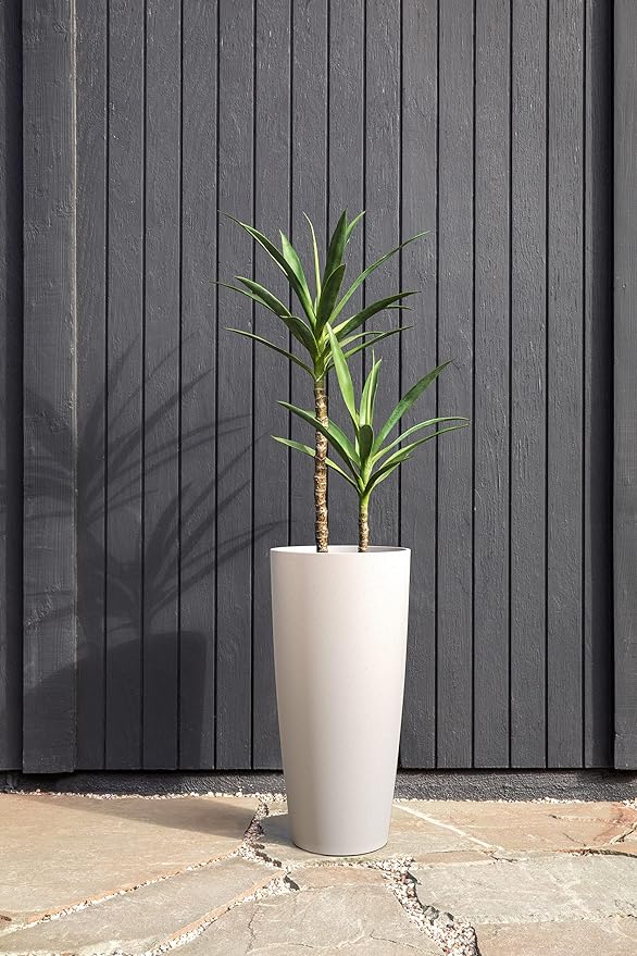 Veradek Mason Series Vega Planter - Round Tall Planter for Indoor or Outdoor Porch/Patio | Made from Plastic-Stone Composite with Drainage Holes | Modern Décor for, Flowers, Interior Plants VeradekOutdoor