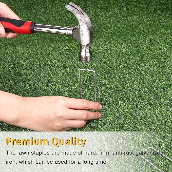 HongWay 500 Pack 4 Inch Landscape Staples, Garden Staples 12 Gauge Galvanized Ground Stakes Lawn Yard Staples SOD U-Shaped Pins for Gardening Irrigation Tubing Landscaping Fabric HongWay