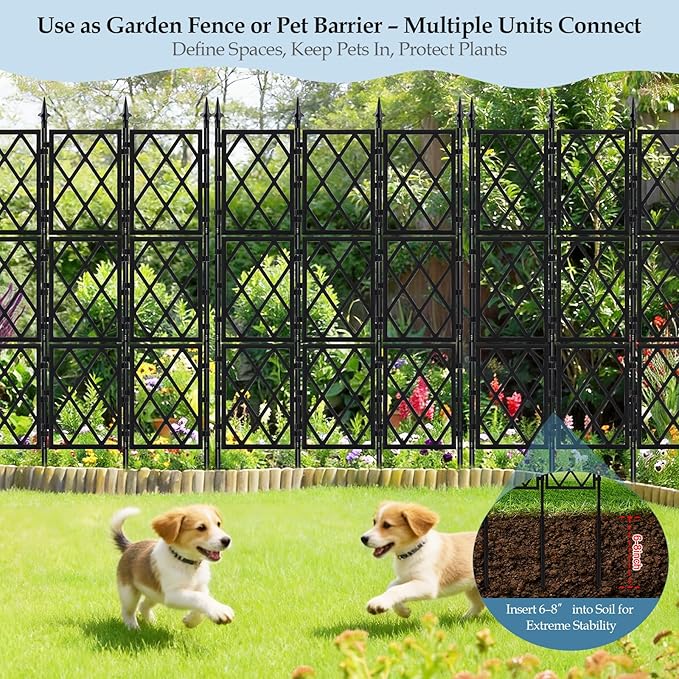 5.25FT Metal Garden Trellis for Climbing Plants Outdoor and Indoor, Black Iron Pipe Support Fence Climbing Plant Frame Wall Trellis with Garden Twist Tie for Ivy Vines Vegetable Flower DEVISEFUN