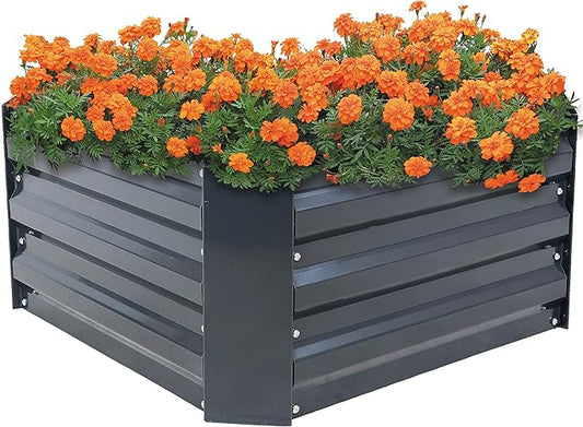 Sunnydaze 11.75" H Raised Metal Garden Bed - Galvanized Raised Garden Bed Outdoor for Vegetables and Flowers - Dark Gray - Square SunnydazeDecor