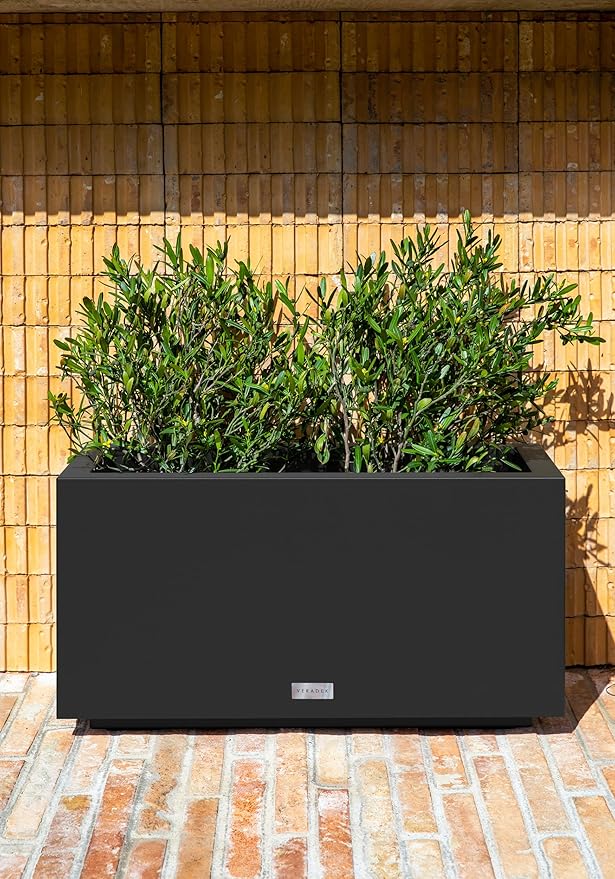 Veradek Block Series Long Box Planter - Large Rectangular Planter for Indoor or Outdoor Patio/Porch | Durable All-Weather Use with Drainage Holes | Modern Décor for Tall Plants, Flowers or Shrubs VeradekOutdoor