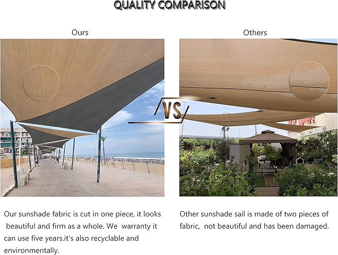 Tronssien Rectangle 10'x13' Sun Shade Sail,95% UV Blockage Canopy Awning for Outdoor Patio and Garden, Yard Activities Tronssien