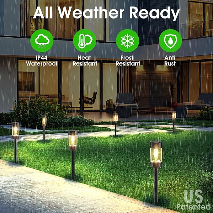 Solar Lights Outdoor, 12 Pack Waterproof Solar Landscape Lighting for Pathway Garden Yard Path Walkway Driveway Lawn Patio Outside Decor, Warm White EYROSA