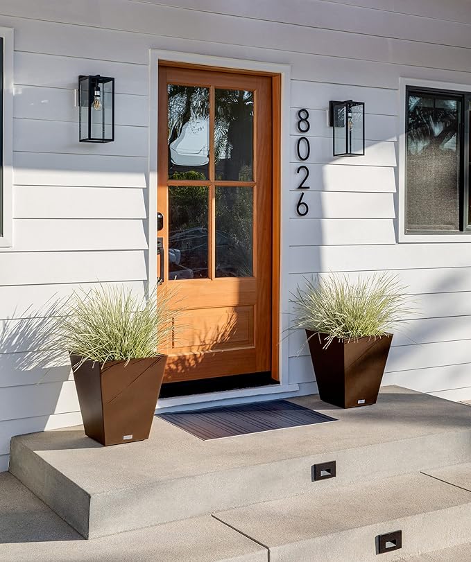Veradek Pure Series Nobleton Plastic Planter - Large Pots for Indoor or Outdoor Porch/Patio | Durable All-Weather Use with Drainage Holes | Modern Planter Décor for Flowers, Shrubs, Trees VeradekOutdoor