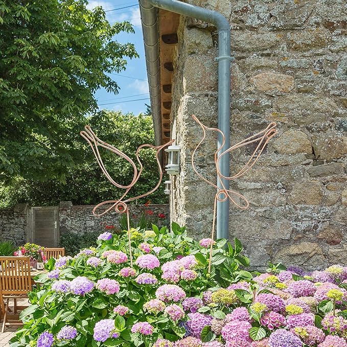 Hummingbird Decor Garden Stakes Decorative Set of 2, Hummingbirds Metal Wire Decor 23.62 inches x 6.69 inches,Decorative Stakes for Flower Pots, Planters, and Flower Beds Rootora