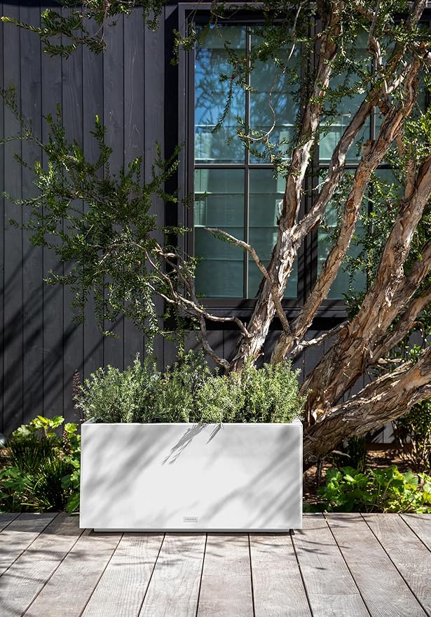 Veradek Block Series Long Box Planter - Large Rectangular Planter for Indoor or Outdoor Patio/Porch | Durable All-Weather Use with Drainage Holes | Modern Décor for Tall Plants, Flowers or Shrubs VeradekOutdoor