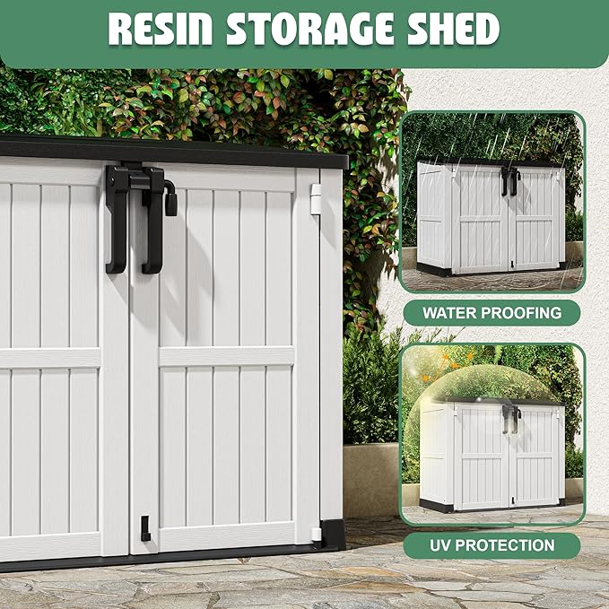 LHBcraft Outdoor Storage Cabinet 36 Cu Ft with Lockable Doors, Portable Horizontal Resin Storage Shed -Easy to Assemble, Waterproof Outdoor Storage Box for Backyards,Patios LHBcraft-US