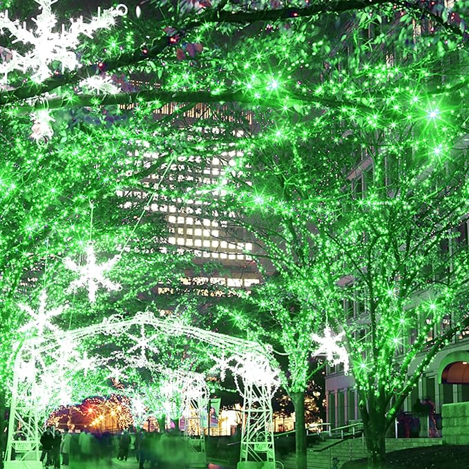 300 LED St Patricks Day Lights, 98.5FT Christmas String Lights with 8 Lighting Modes, Waterproof & Connectable Mini Lights, Plug in for Indoor Outdoor Holiday Xmas Party Bedroom Decorations (Green) LJLNION