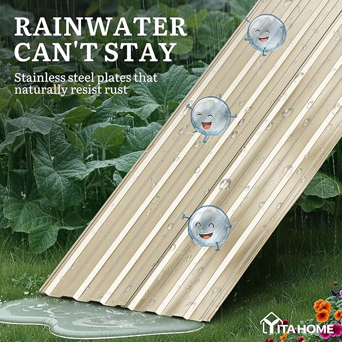 YITAHOME 6x3x2ft Large Raised Garden Bed Kit, Galvanized Metal Planter Box with Gloves, Support Rod, Outdoor Above Ground Planters for Plants Vegetables Flowers, Cream Yellow YITAHOME